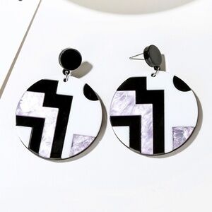 *THALIA* Purple Color Block Round Fashion Earrings